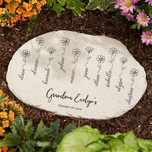 Garden Of Love Personalized Round Garden Stone - 7.5" x 12"