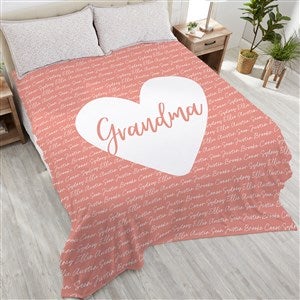 Family Heart Personalized 90x108 Plush King Fleece Blanket - 34888-K