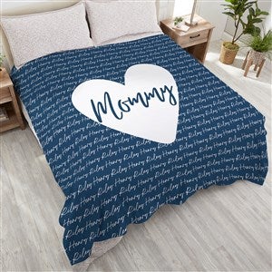 Family Heart Personalized 90x90 Plush Queen Fleece Blanket - 34888-QU