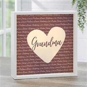 Family Heart Personalized LED Light Shadow Box - 10x10 Ivory - 34889-I-10x10