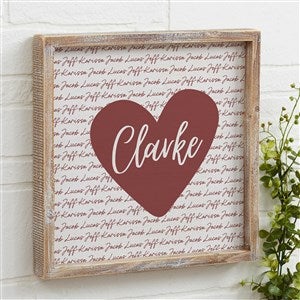 Family Heart Personalized Whitewashed Barnwood Frame Wall Art - 12x12 - 34893-12x12