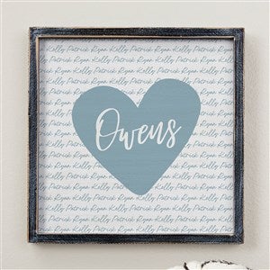 Family Heart Personalized Blackwashed Barnwood Frame Wall Art- 12 x 12 - 34893B-12x12