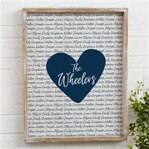 Family Heart Personalized Whitewashed Barnwood Frame Wall Art - 14x18 - 34893-14x18