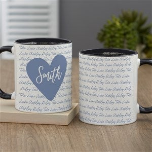 Family Heart Personalized Coffee Mug 11oz.- Black - 34894-B