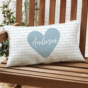 Family Heart Personalized Lumbar Outdoor Throw Pillow 12x22 - 34898-LB