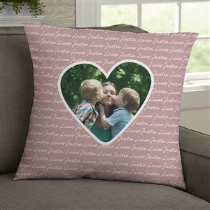 Family Heart Photo Personalized 18x18 Velvet Throw Pillow - 34905-LV