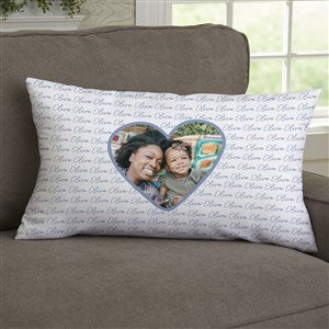 Family Heart Photo Personalized Lumbar Throw Pillow - 34905-LB
