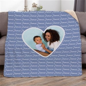 Family Heart Photo Personalized 50x60 Sherpa Blanket - 34906-S
