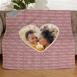 Family Heart Photo Personalized 50x60 Quilted Blanket - 34906-Q