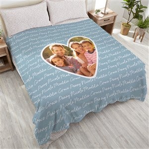 Family Heart Photo Personalized 90x90 Plush Queen Fleece Blanket - 34906-QU