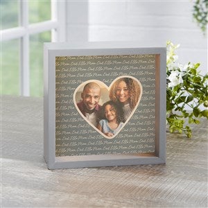 Family Heart Photo Personalized LED Light Shadow Box- 6x 6 - 34907-6x6