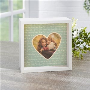 Family Heart Photo Personalized LED Shadow Box - 6x6 Ivory - 34907-I-6x6