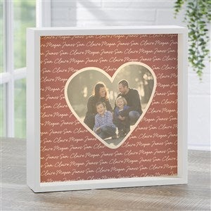 Family Heart Photo Personalized LED Ivory Light Shadow Box- 10x10 - 34907-I-10x10