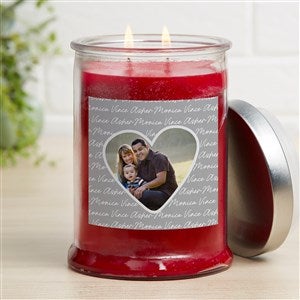 Family Heart Photo Personalized Cinnamon Candle Jar - 34910-C
