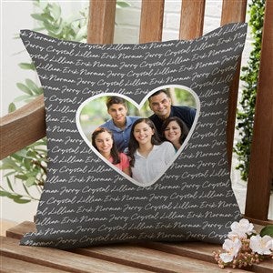 Family Heart Photo Personalized Outdoor Throw Pillow - 16x16 - 34917