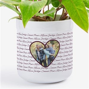 Family Heart Photo Personalized Outdoor Flower Pot - 34919