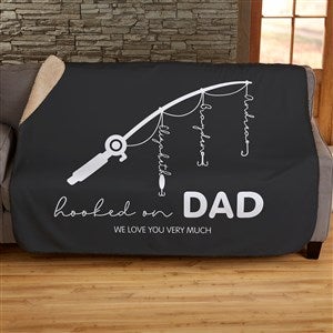 Hooked On Dad Personalized 60x80 Sherpa Blanket - 34931-SL