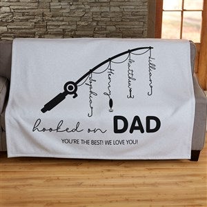 Hooked On Dad Personalized 50x60 Sweatshirt Blanket - 34931-SW