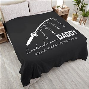 Hooked On Dad Personalized 90x90 Plush Queen Fleece Blanket - 34931-QU