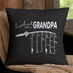 Hooked On Dad Personalized 18x18 Throw Pillow - 34932-L
