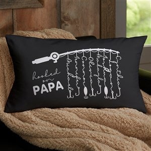 Hooked On Dad Personalized Lumbar Throw Pillow - 34932-LB