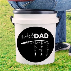 Personalized Fishing Bucket Seat - Hooked On Dad - 5 Gallon - 34935-L