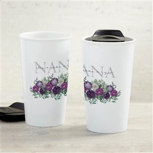 Floral Love for Grandma Personalized 12 oz. Double-Wall Ceramic Travel Mug - 34978