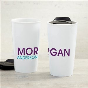 Bold Name Personalized 12 oz. Double-Wall Ceramic Travel Mug - 35006