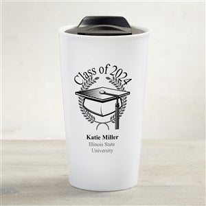 Graduation Cap Personalized 12 oz. Double-Wall Ceramic Travel Mug - 35007