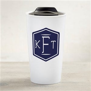 Classic Monogram Personalized 12 oz. Double-Wall Ceramic Travel Mug - 35029