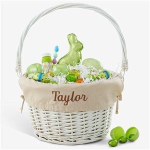 Personalized White Easter Basket With Drop-Down Handle - Natural - 35122-NA