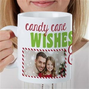 Candy Cane Wishes and Mistletoe Kisses Personalized Photo 30 oz. Oversized Mug - 35254