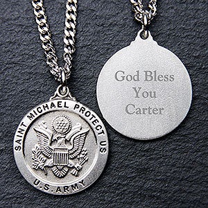 Personalized St. Michael Military Medallion Pendant - Army - 3529-A