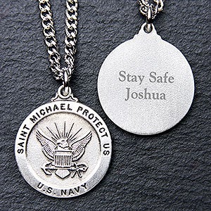 Personalized St. Michael Military Medallion Pendant - Navy - 3529-N