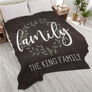 Family Wreath Personalized 180x90 Plush King Fleece Blanket - 35327-K