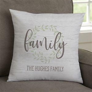 Family Wreath Personalized 14x14 Velvet Throw Pillow - 35328-SV