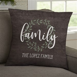 Family Wreath Personalized 18x18 Velvet Throw Pillow - 35328-LV