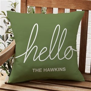 Hello & Welcome Personalized Outdoor Throw Pillow - 20x20 - 35344-L