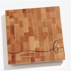 Script Initial Personalized 12x12 Butcher Block Cutting Board - 35358-12