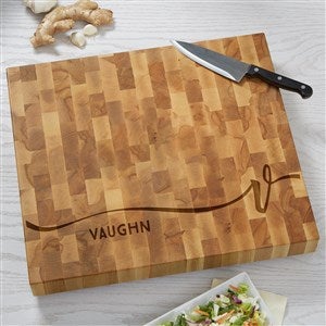 Script Initial Personalized Butcher Block Cutting Board - Large - 35358