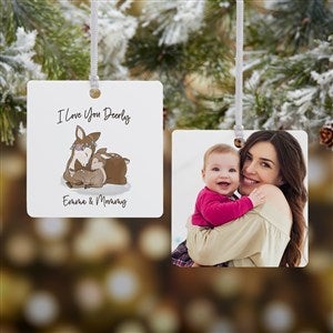 Parent & Child Deer Personalized Square Photo Ornament- 2.75
