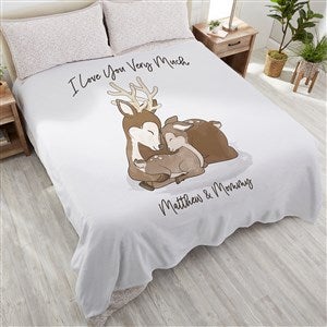 Parent & Child Deer Personalized 90x90 Plush Queen Fleece Blanket - 35365-QU