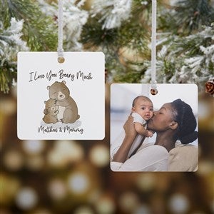 Parent & Child Bear Personalized Square Photo Ornament- 2.75
