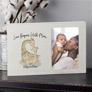 Parent & Child Giraffe Personalized Whitewashed Off-Set Box Picture Frame - 35388