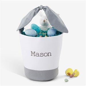 Hanging Bunny Ears Personalized Grey Easter Basket - 35434-G