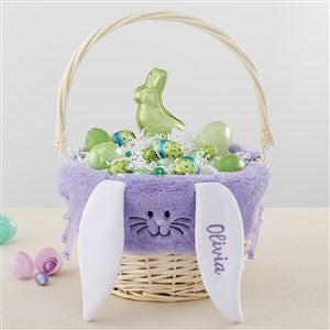 Personalized Purple Bunny Easter Basket Liner & Natural Basket - 35445-P