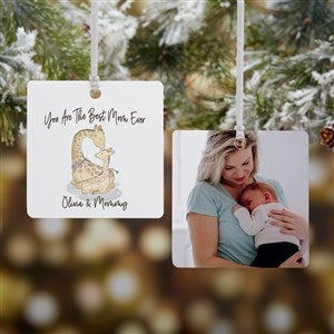 Parent & Child Giraffe Personalized Square Photo Ornament- 2.75 Metal - 2 Sided - 35460-2M