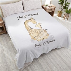 Parent & Child Giraffe Personalized 90x90 Plush Queen Fleece Blanket - 35461-QU