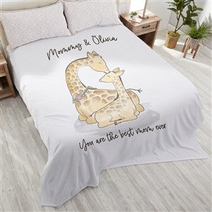 Parent & Child Giraffe Personalized 90x108 Plush King Fleece Blanket - 35461-K