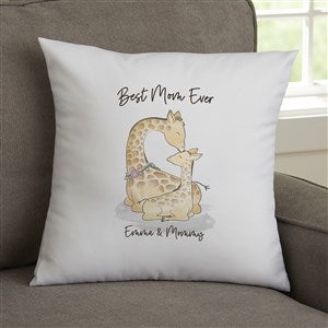 Parent & Child Giraffe Personalized 14x14 Velvet Throw Pillow - 35462-SV